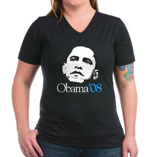 POPULAR Obama 08 Womens V Neck T Shirt (black) by obama_t_shirt