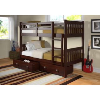 Donco Kids Twin Over Twin Bunk Bed with Dual Under Bed Drawers