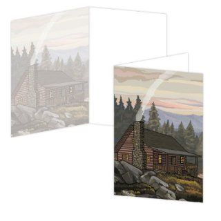 ECOeverywhere Country Cabin Boxed Card Set, 12 Cards and Envelopes, 4 x 6 Inches, Multicolored (bc11739)  Blank Postcards 