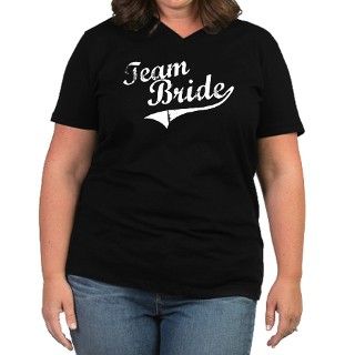 Team Bride Womens Plus Size V Neck Dark T Shirt by weddbliss