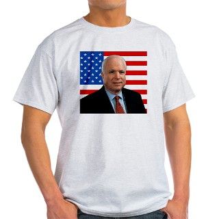 John McCain with Flag Ash Grey T Shirt by McCain_Flag