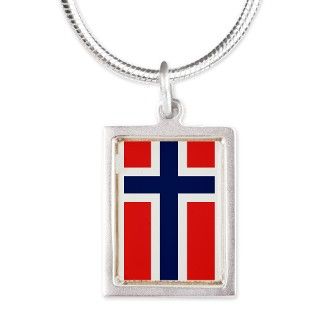 Norwegian Flag Silver Portrait Necklace by clonecire