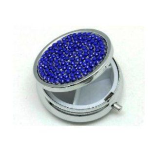 Blue Crystal Stone Round Pill Case 