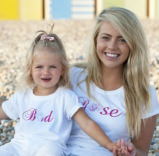 'rose' and 'bud' t shirt set by precious little plum