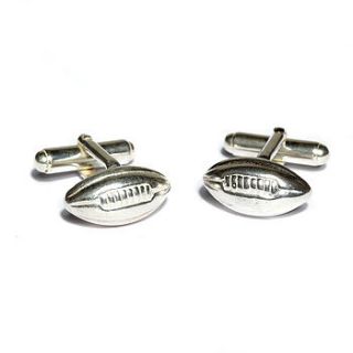 solid silver rugby ball cufflinks by me and my sport