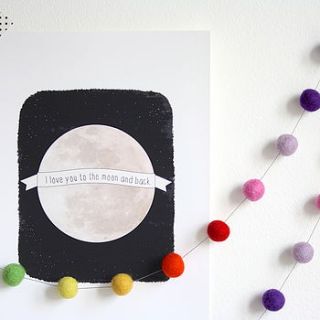 'i love you to the moon' nursery art print by littlenestbox