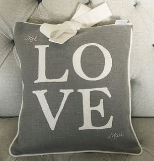 grey linen love cushion by coco cuscino