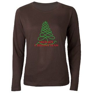Designer Christmas Tree Long Sleeve Brown T Shirt by cowpiecreek