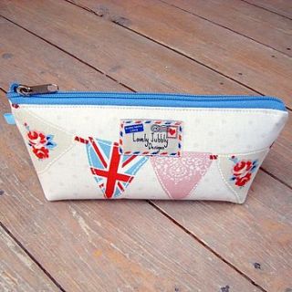bunting union jack cosmetic toiletry wash bag by lovely jubbly