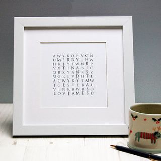 personalised wordsearch christmas print by spotty n stripy