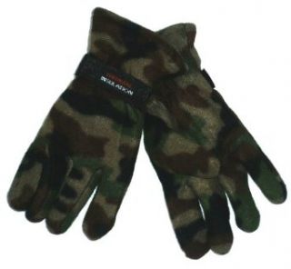 Warm Polar Fleece Insulated Gloves Woodland Camo at  Mens Clothing store
