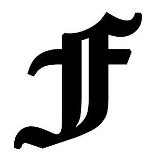 Old English Lettering Letter F White Decal Automotive