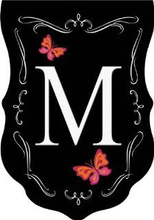 Small Butterfly Dance Monogram Flag Displays Letter M By Custom Decor 12x18  Outdoor Flags  Patio, Lawn & Garden