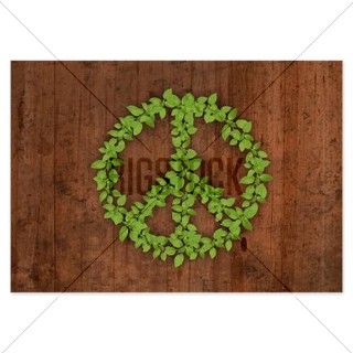 Green plant peace symbol on woo Invitations by Admin_CP70839509