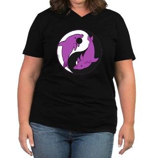 Yin Yang Dolphins 6 Womens Plus Size V Neck Dark by bobbis_book