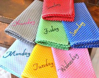 days of the week handkerchief by adventures and tea parties