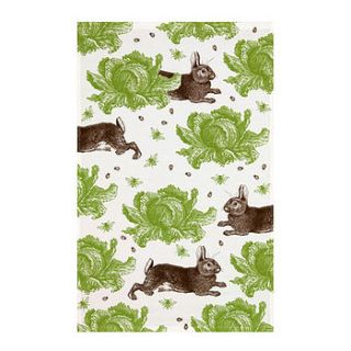 rabbit and cabbage tea towel by thornback & peel