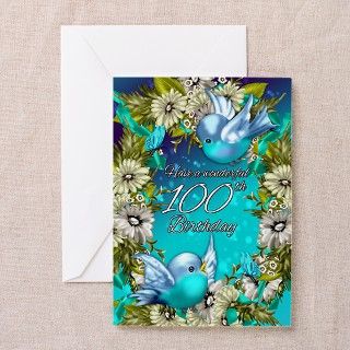 100th Birthday Greeting Card With Birds (Pk of 10) by MoonlakeDesigns