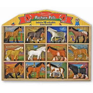 set of 12 horses in wooden stable by ziggy pickles kids