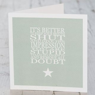 'better to keep your mouth shut…'gift card by green&co.