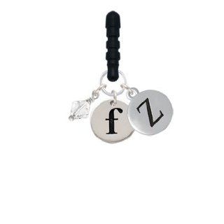 Silver Disc Letters Initial Phone Candy Charm Letter F;Silver Pebble Initial Z Cell Phones & Accessories