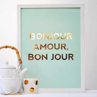 bonjour amour, bon jour print by sarah & bendrix