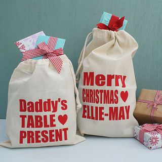 personalised gift or table present bag by sparks clothing