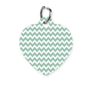 Mint and White Chevron Zigzag Pattern Pet Tag by expressyoursoul