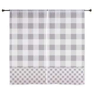 Pebble Grey Gingham pattern 60 Curtains by Zandiepants