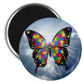 Autism Butterfly Sky Magnet   2.25" by fabuulous_gear