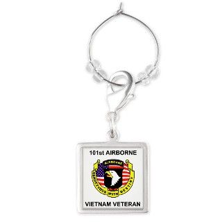 Army101stAirborneVietnamShirtbac Square Wine Charm by Admin_CP233372