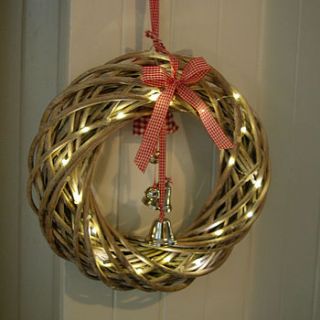 grey willow christmas wreath with led by boxwood