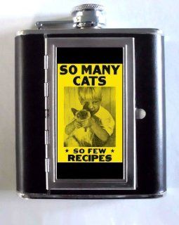 So Many Cats, So Few Recipes Whiskey and Beverage Flask, ID Holder, Cigarette Case Holds 5oz Great for the Sports Stadium Kitchen & Dining