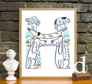 monogram alphabet letters dog print by wetpaint