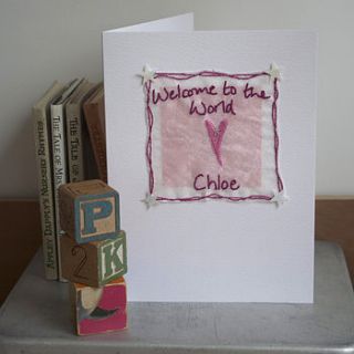 personalised welcome new baby card by laura windebank