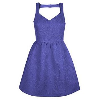 royal blue jacquard print prom party dress by sugar + style