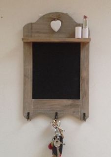 wooden chalk board with hooks and shelf by alphabet interiors