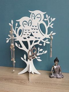 owl earring and jewellery stand black by not a jewellery box