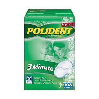 Polident 3 Minute Anti Bacterial Denture Cleanser Tablets, Triple Mint Fresh, 108 Count Boxes (Pack of 3) Health & Personal Care