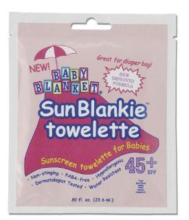 Baby Blanket SunBlankie Sunscreen Towelette, SPF 45+, 8 Pack with Bonus Zipper Bag (Pack of 2) Health & Personal Care