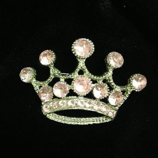 vintage pink diamante crown brooch by iamia
