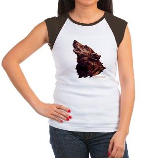 Womens Wolf Cap Sleeve T Shirt by reflectionart