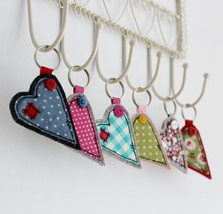 fabric heart key ring by honeypips