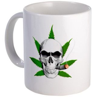 Skull Smoking Weed Mug by rotntees