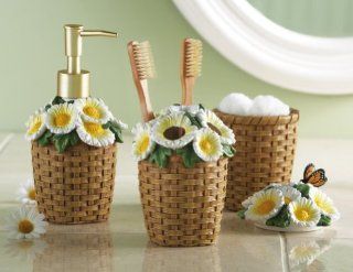 Collections Etc   Daisy Woven Basket Bath Accessories   Toilet Paper Holders