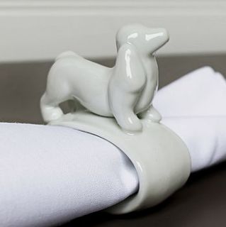 set of two white ceramic dog napkin rings by marquis & dawe