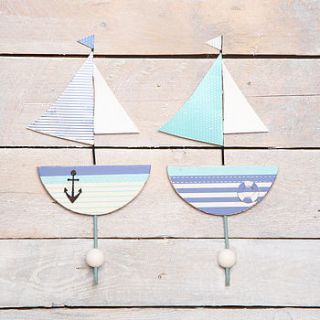 seaside blue yacht boat wall hooks by red berry apple