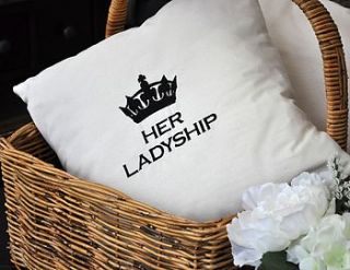 'lord or lady of the manor' cushion by iredale towers