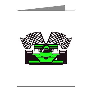 LIME GREEN RACE CAR Note Cards (Pk of 10) by trishstreasures
