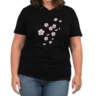 Cascading Cherry Blossoms Womens Plus Size V Neck by okawajapan